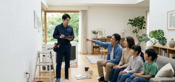 テレビの高さを決めている画像