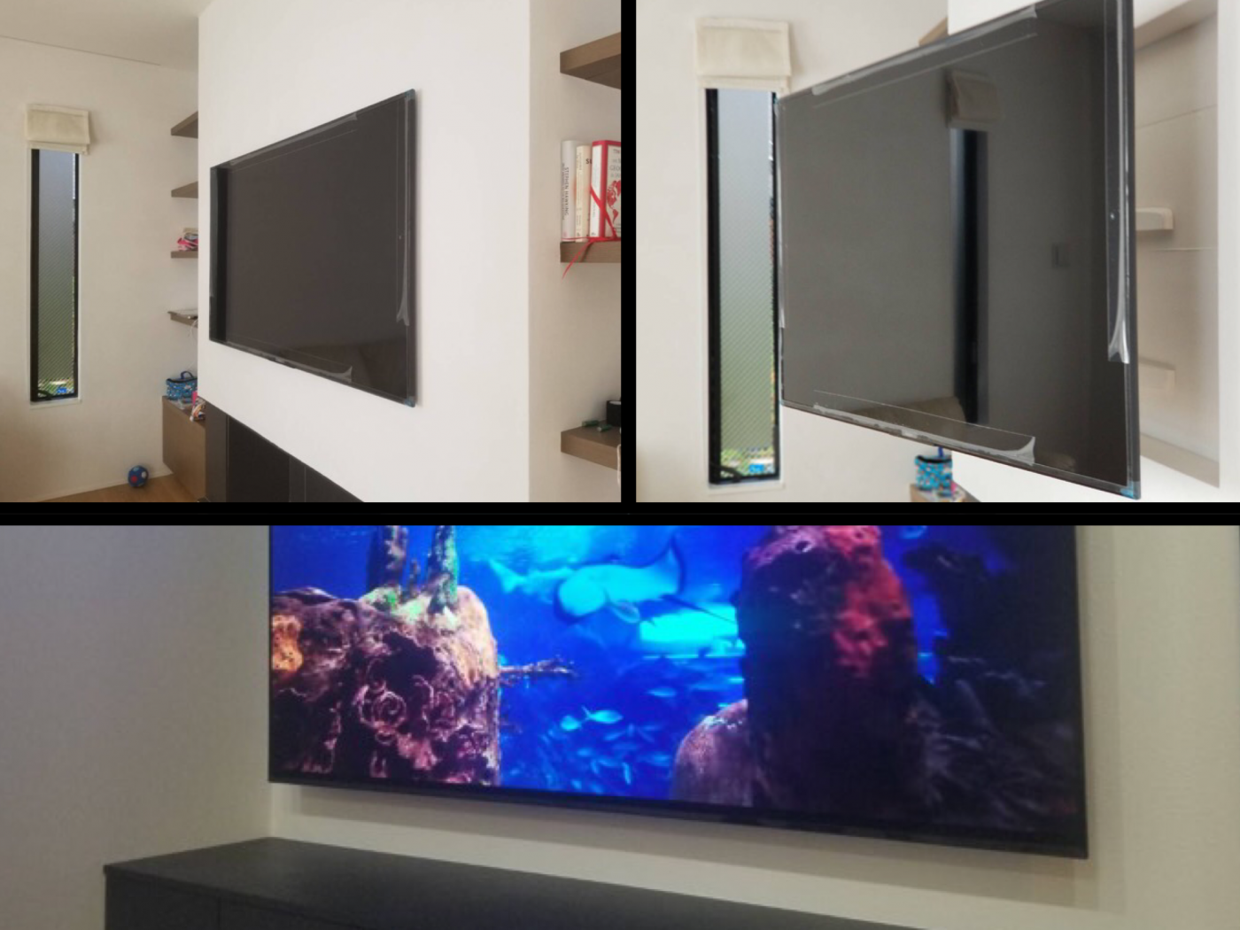 スタイリッシュ な壁掛けテレビと そうでない壁掛けテレビ の違いには業者選びが重要です 東京 神奈川のテレビ壁掛け 工事 配線工事 アンテナ工事 ライフプラス