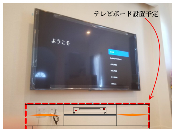 神奈川県横浜市にて SONY KJ-75X8000H 75V型  壁掛けテレビ工事