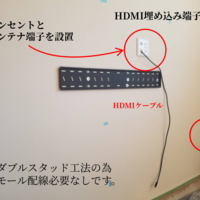 東京都台東区にて  東芝 REGZA  55型   X8400の壁掛けと配線隠蔽工事です。のサムネイル