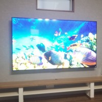 埼玉県川口市にて　75型壁掛けテレビと配線工事のサムネイル