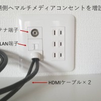 埼玉県所沢市にて55型テレビとサウンドバースピーカー、ラックの設置と天井裏配線工事のサムネイル