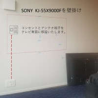 東京都港区マンションの間仕切り壁にて55型「壁掛けテレビ」と電気工事のサムネイル
